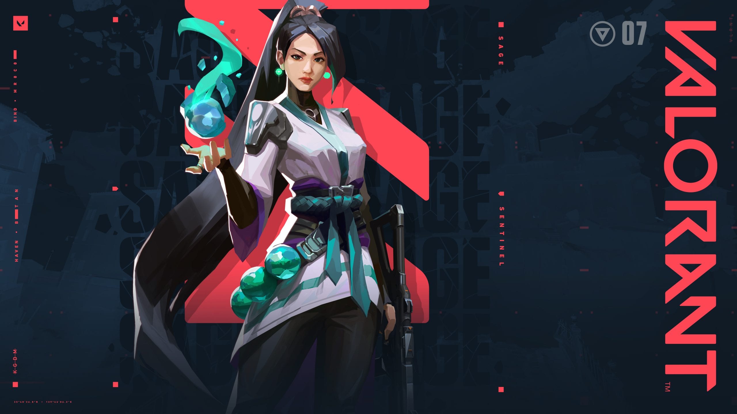 The VALORANT splash art for the agent Sage, holding a slow orb in her hands