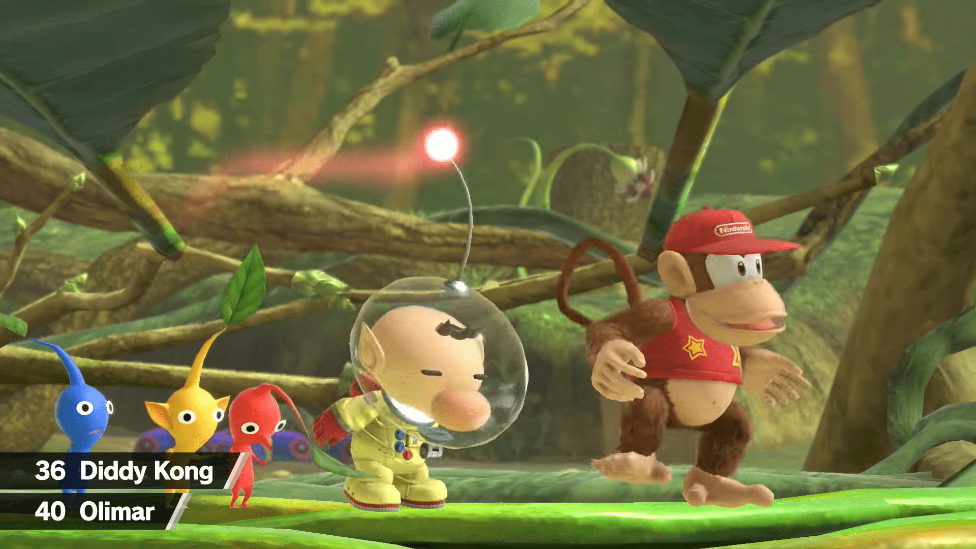 Olimar and Diddy Kong in Smash Ultimate.