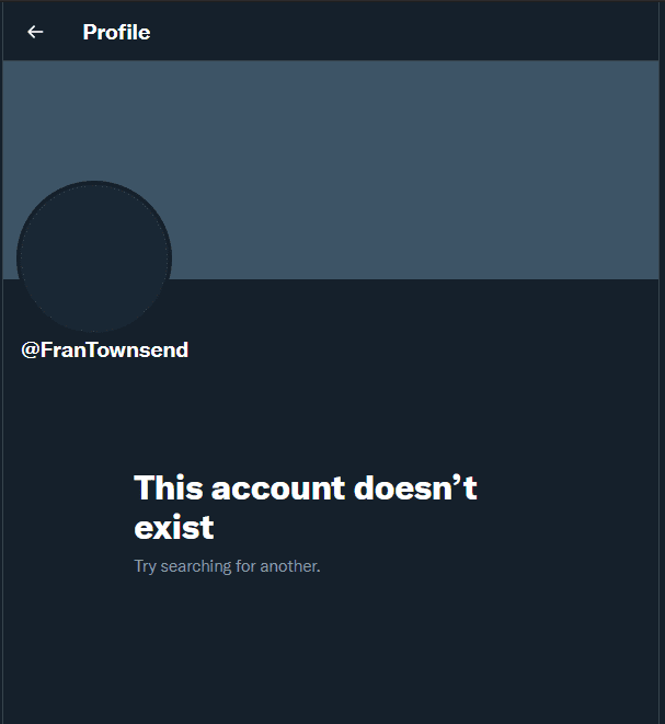 Frances Townsend's deleted Twitter account