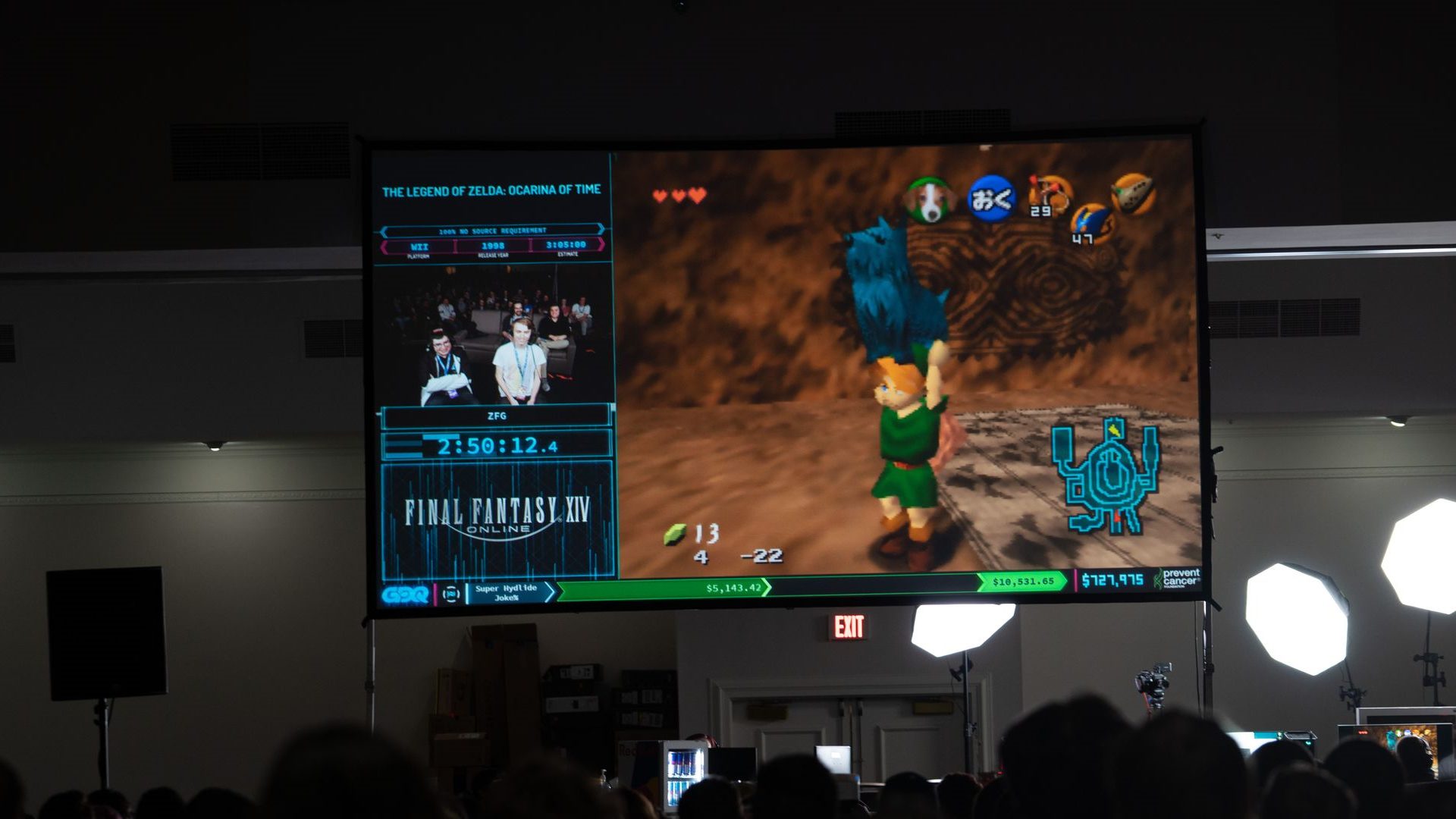 Fans watch a timed run of The Legends of Zelda: Ocarina of Time at AGDQ2020.