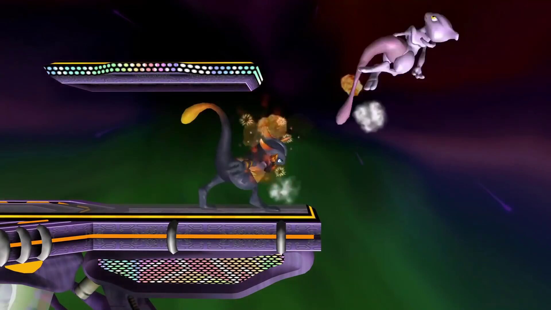 Mewtwo and Shadow Mewtwo face off on Battlefield