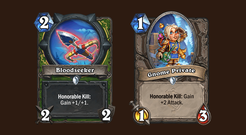Bloodseeker and Gnome Private cards from the Hearthstone Fractured in Alterac Valley expansion