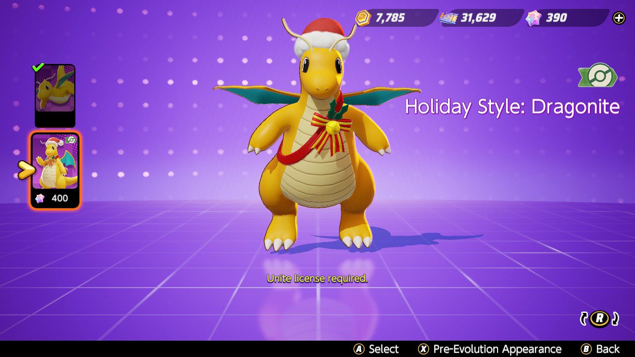 Holiday style Dragonite in Pokémon Unite