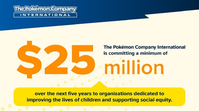 A graphic explaining The Pokémon Company's plan to donate $25 million to social equity initiatives