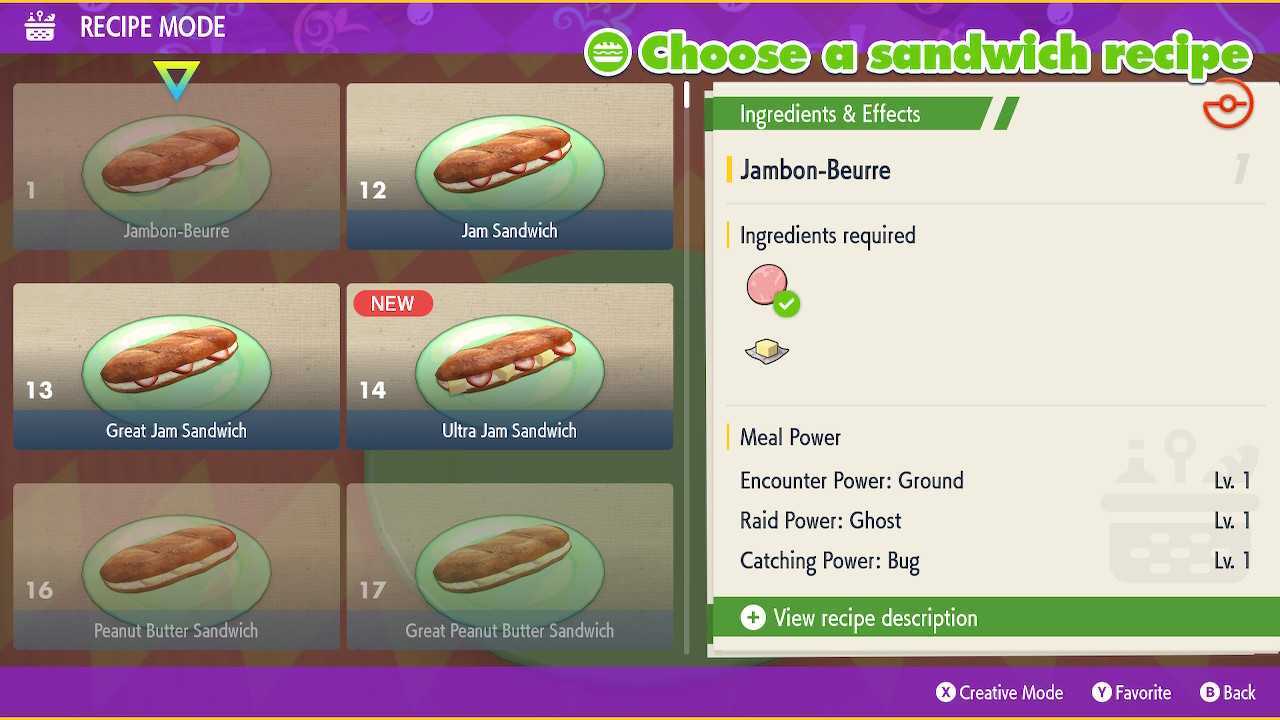 Pokémon Scarlet Violet sandwiches