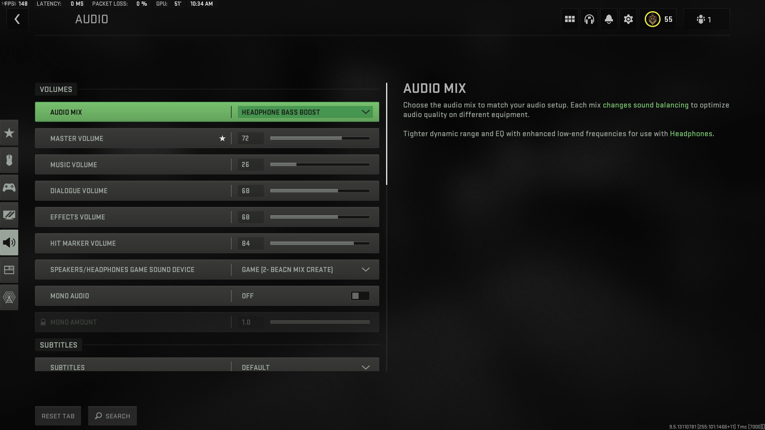 Modern Warfare 2 Audio Settings 