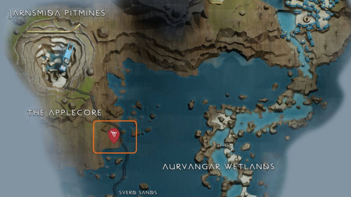 Location of a Draugr Hole in The Applecore in the God of War Ragnarök map