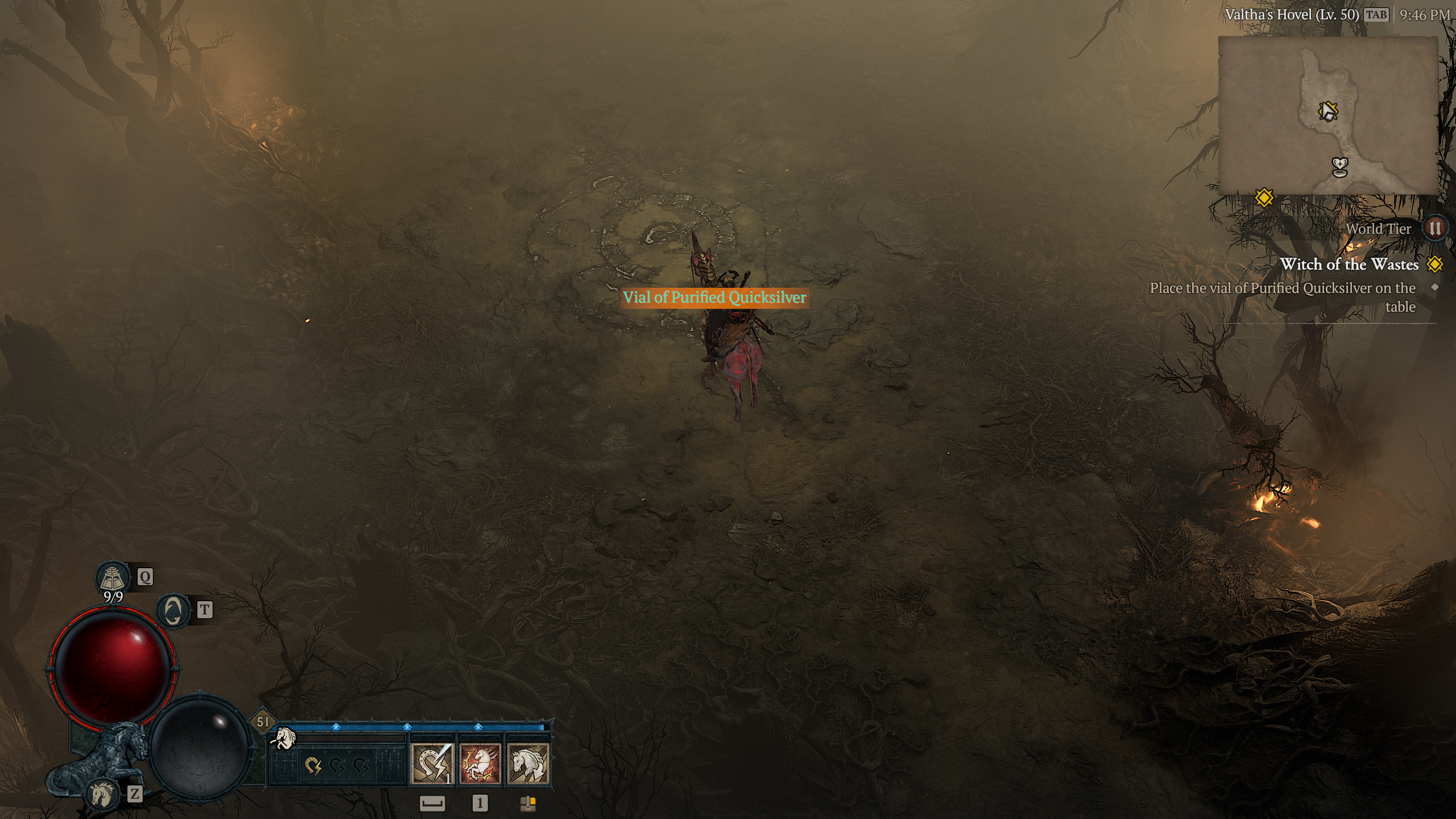 place the vial of Purified Quicksilver on the table in Diablo 4