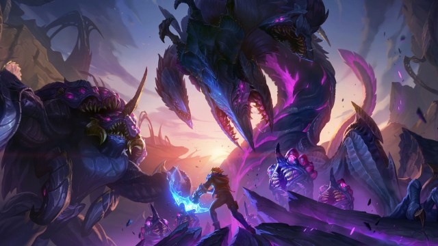 League of Legends 14.1 Patch banner with lots of void creatures.