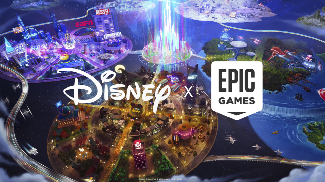 A picture of cities, with the Disney logo and Epic Games logo.